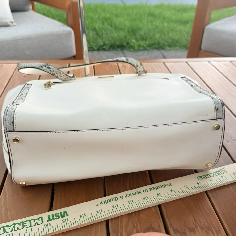 Kate Spade Zip Top Leather Tote White Large